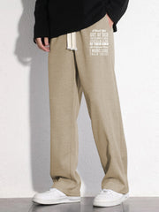 Loose Fit Letter Print Mopping Pants Men's Casual Stretch Waist Drawstr