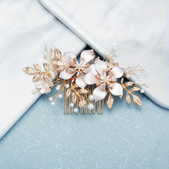 Flower & Pearl Hair Comb Bridal Wedding Headwear