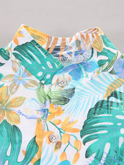 2pcs Baby Boys Cotton Flower Graphic Short Sleeve Casual Tees & Pants