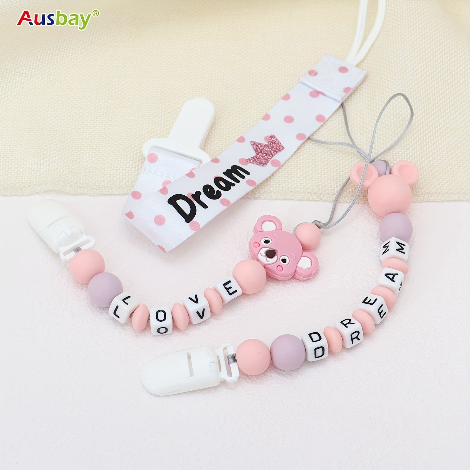 Customized Baby Dummy Clip Personalized Pacifier Leash Newborn Gift