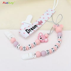 Customized Baby Dummy Clip Personalized Pacifier Leash Newborn Gift
