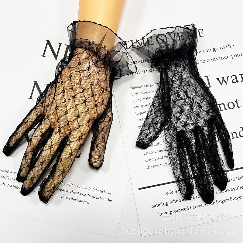 Christmas Bridal Lace Gloves for Wedding Performances