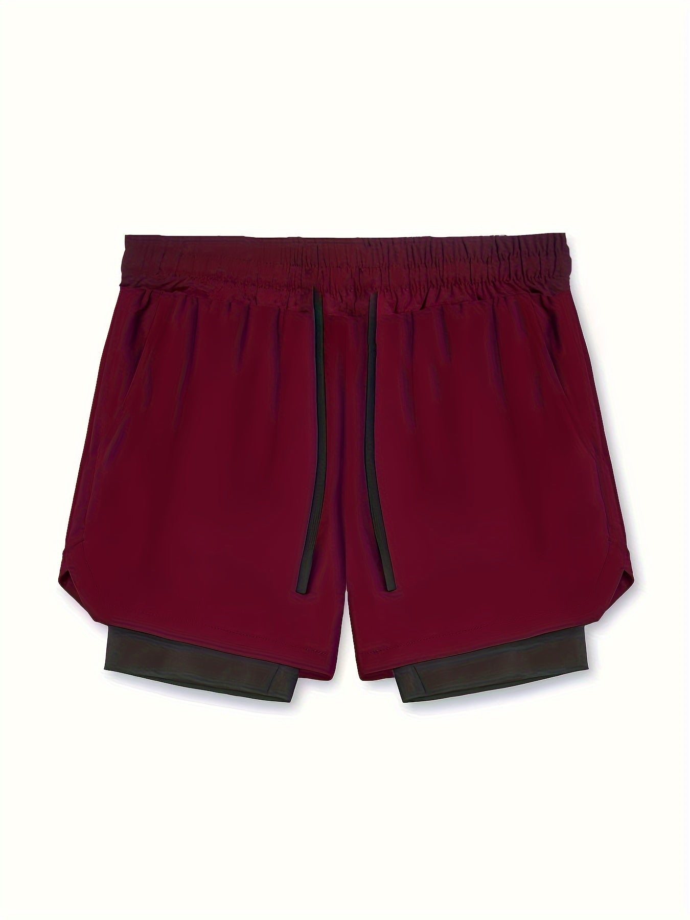 Men's 2-Layer Gym Running Shorts with Pockets Quick Dry Workout Shorts