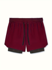 Men's 2-Layer Gym Running Shorts with Pockets Quick Dry Workout Shorts