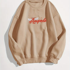 Letter Print Crew Neck Sweatshirt for Women