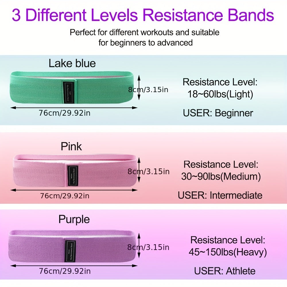 3pcs Fitness Elastic Resistance Bands Hip Circle For Chest Expand Gym Training