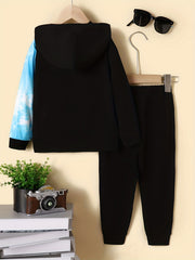 Leopard Graphic Boy's 2pcs Hoodie & Sweatpants Set Digital Pattern