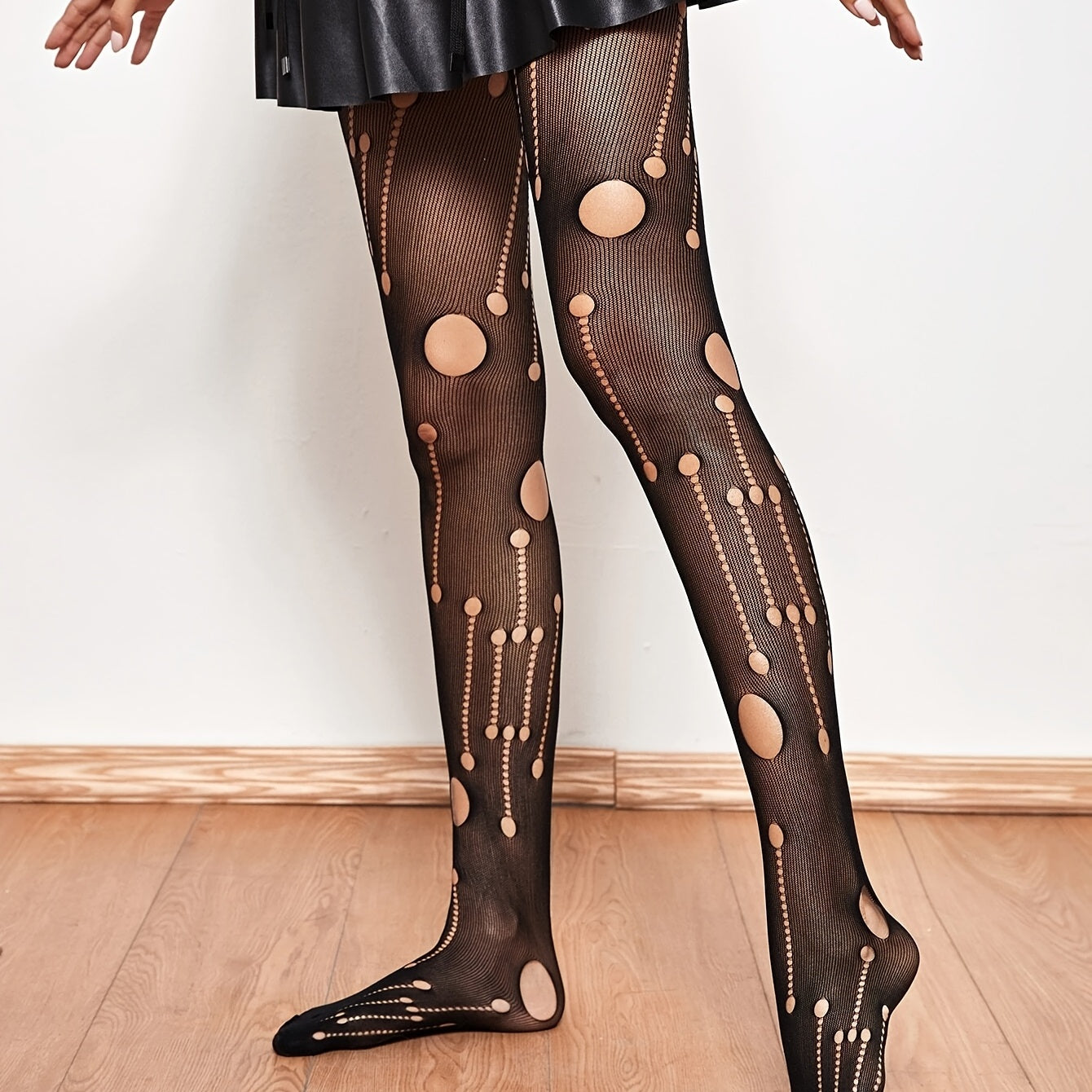 Hollow Out Semi Sheer Fishnet Tights Anti Hook Stockings