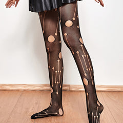 Hollow Out Semi Sheer Fishnet Tights Anti Hook Stockings