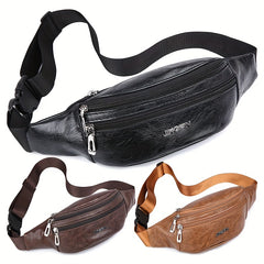 Waterproof PU Leather Waist Bag Fanny Pack for Outdoor Sports Hiking Travel