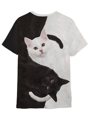 Creative & Kitties Graphic Short Sleeve T shirt For Kids Sports Summer