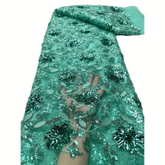 African Lace Tulle Lace Fabric Navy Sequins For Wedding Dresses