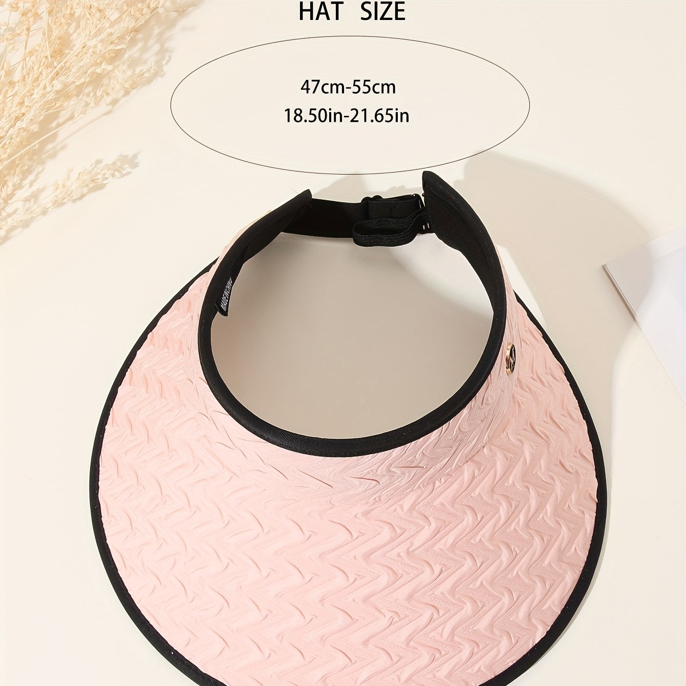 Pink Visor Hat Wide Brim Ponytail Sun Hat UV Protection