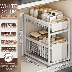 Pull-Out Basket Seasoning Storage Rack Sink Shelf