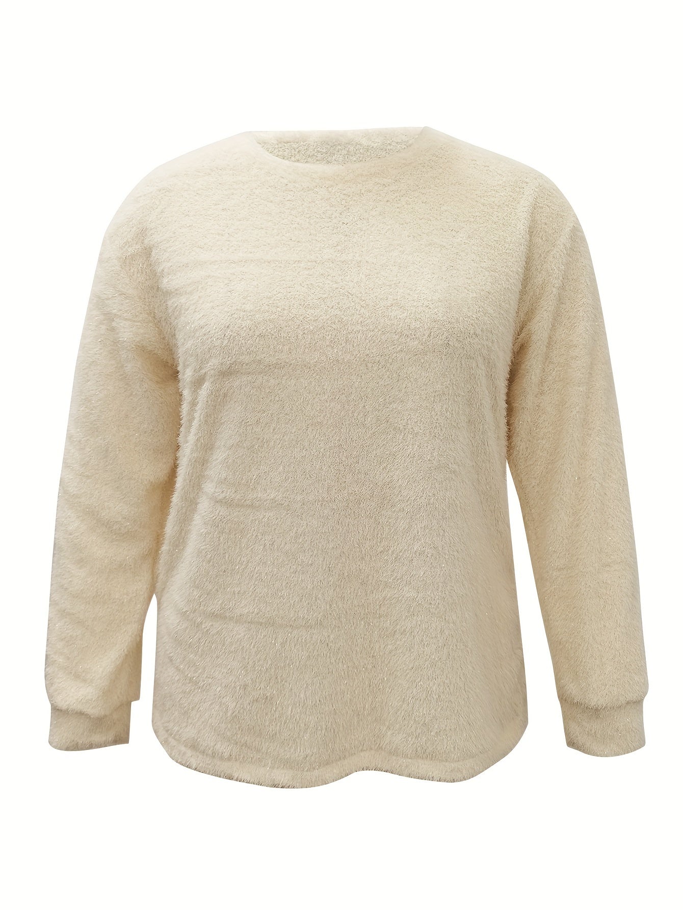 Eyelash Long Sleeve Round Neck Jumper