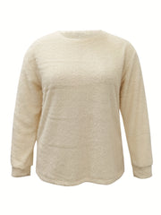 Eyelash Long Sleeve Round Neck Jumper