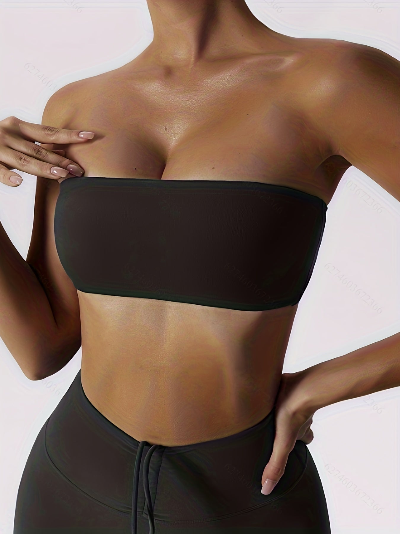 Strapless Solid Tube Top & Comfy All-match Top