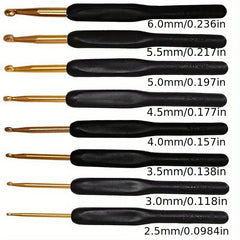 8pcs Grey Crochet Hooks Set Aluminum Alloy Head 2mm-6.0mm DIY Hand Sweater Sewin