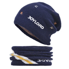 Men's Woolen Hat Plush Knitted Embroidery Warm Pullover Hat