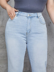 Women's Plus Size Button Up Straight Leg Jeans