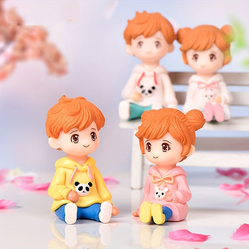 Mini Sweater Couple Statues Fairy Garden Micro Landscape Home Decor