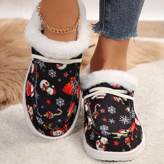 Christmas Snowman & Santa Claus Pattern Warm Snow Shoes Women's Footwear