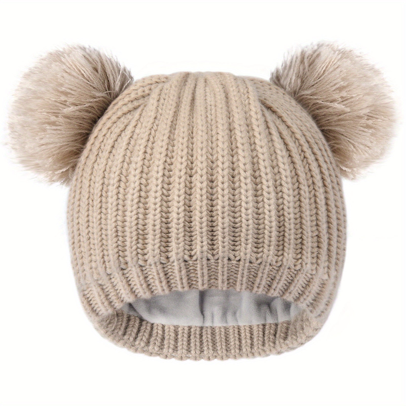 Toddler Winter Pom Beanie Fleece Lined Knit Hats For Baby Kids Boys Girls