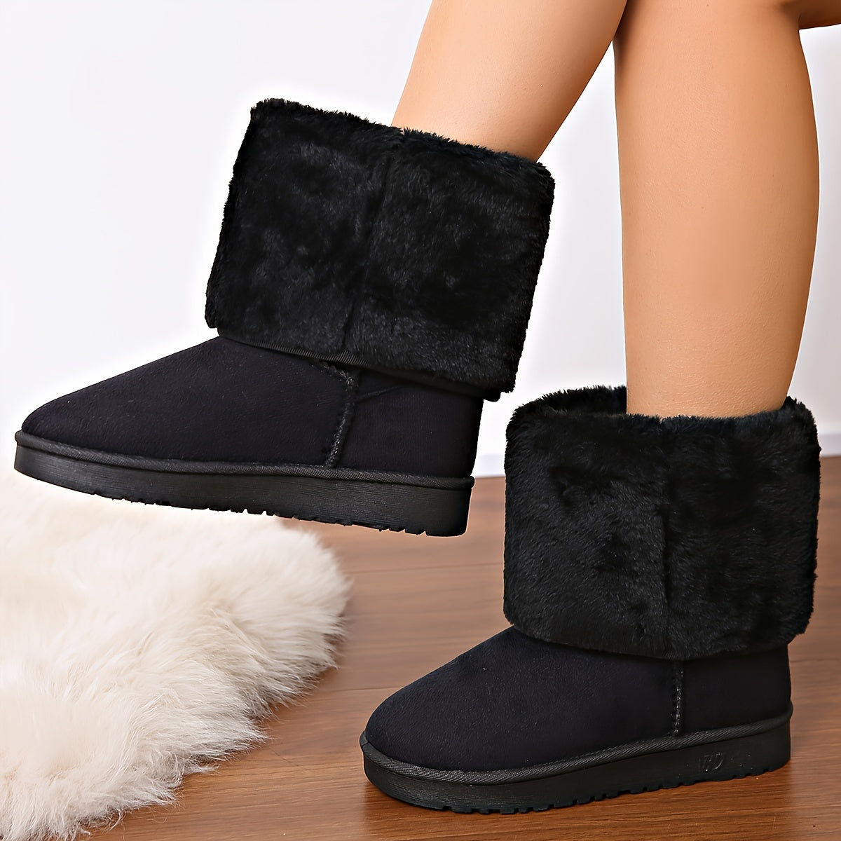 Women's Fleece Lined Winter Snow Boots Anti Slip Mid Calf Boots