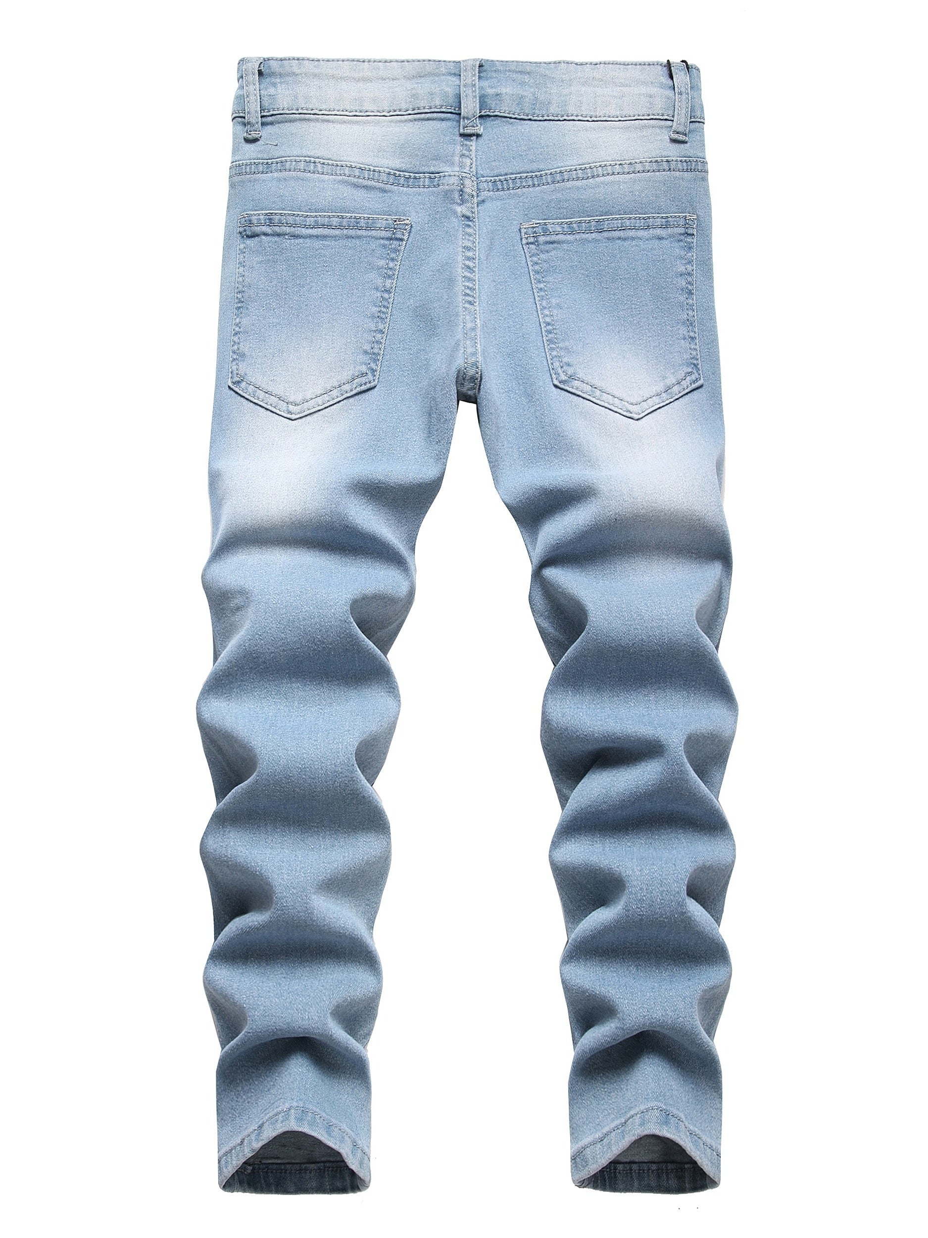 Boys Ripped Jeans Denim Pants Straight Cut Jeans