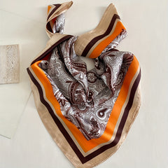 Vintage Square Scarf Paisley Print Satin Shawl Bandana Boho Head Wrap