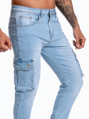 Men's Slim Fit Distressed Jeans with Pocket