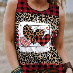 Valentines Hearts & Leopard Print Camisole Tank Top