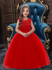 Girls Solid Princess Dress Christmas Party Dress