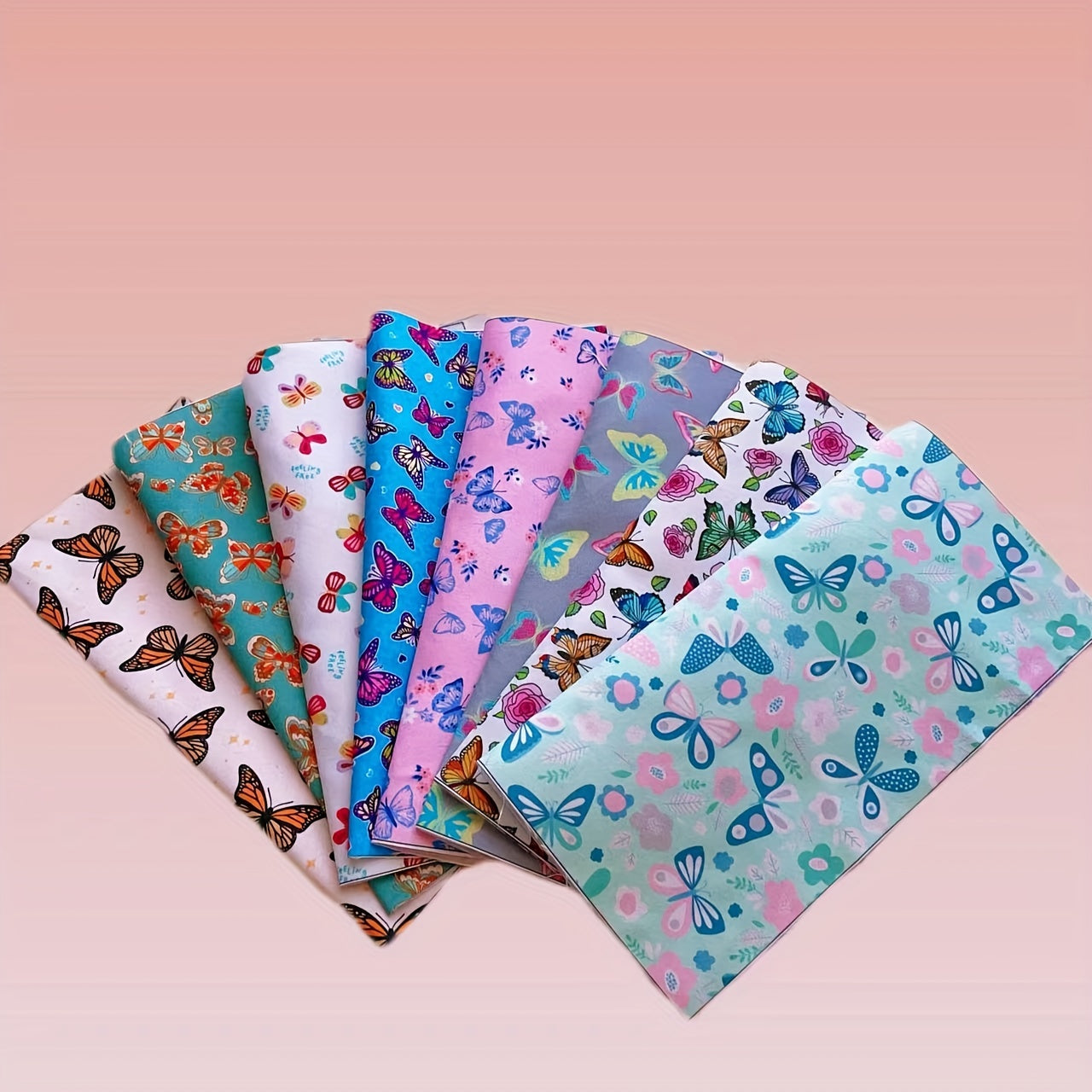 8pcs Assorted Fabric Pack for DIY Clothing Craft Doll Clothing Butterfly Series