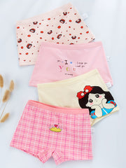 4pcs Girls Teen Cartoon Graphic Print Boxer Briefs Underwear