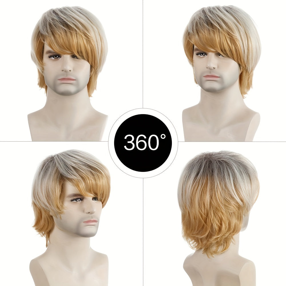 Men's Multicolor Short Curly Hair Wig
