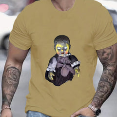 Men's Creepy Doll Graphic Crew Neck T-shirt
