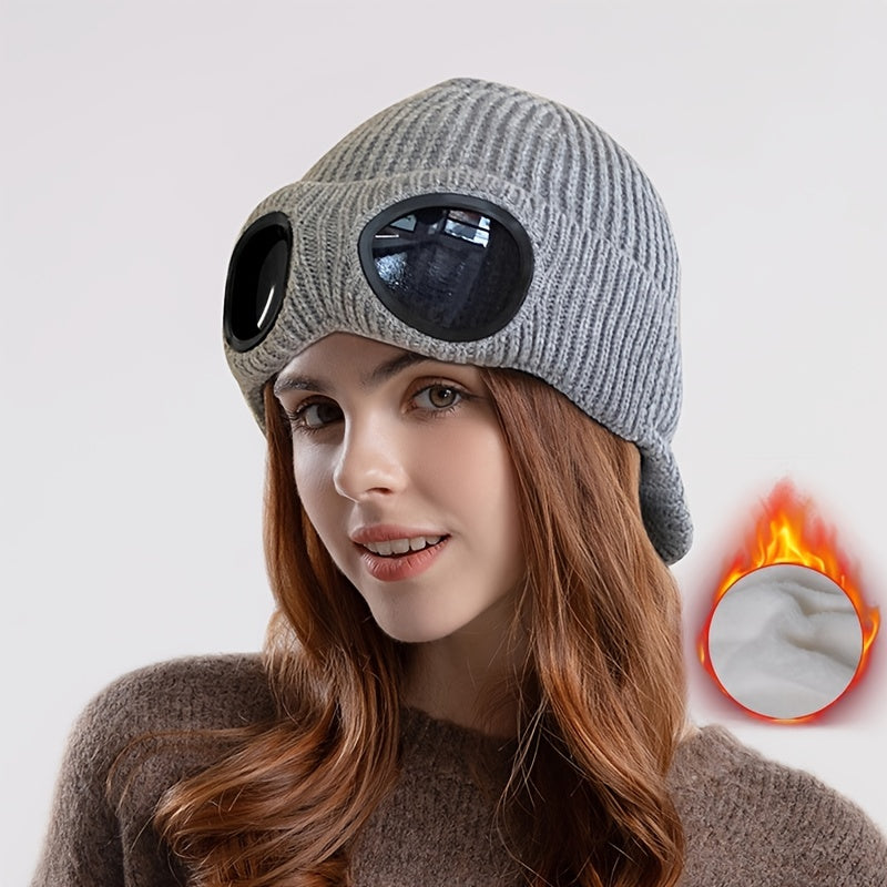 Women's Foldable Ear Protection Baseball Cap Knitted Warm Cold Hat