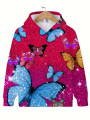 Sequin Butterfly Hooded Top for Girls
