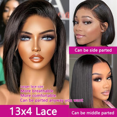 Straight Bob Lace Front Human Hair Wigs 13x4 Lace Frontal Bob Wigs Pre Plucked