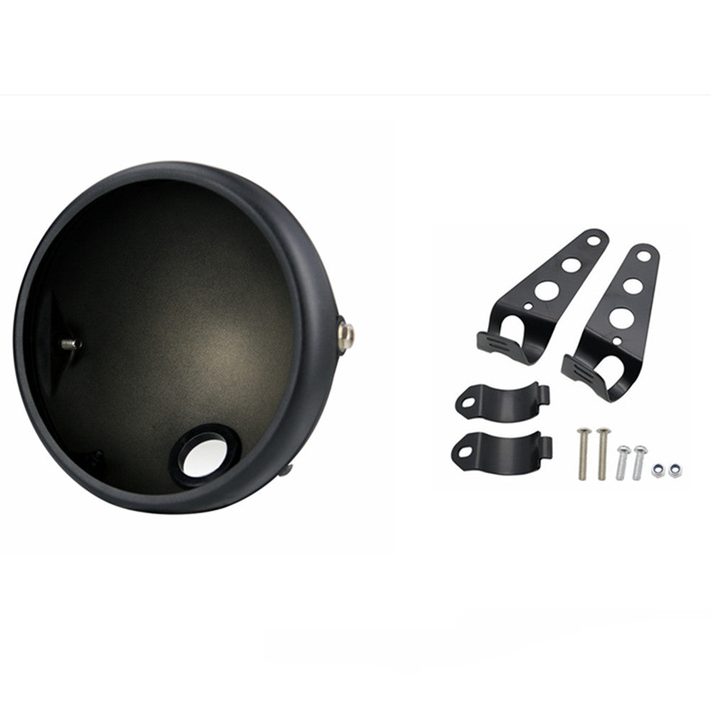 Motorcycle LED Headlight Housing Cover Bucket Round Headlamp Mount