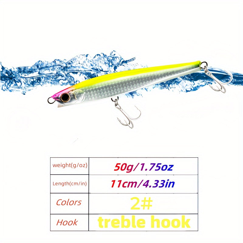 50g Submerged Pencil Lure Sea Fishing Bait Vibration Sinking Minnow
