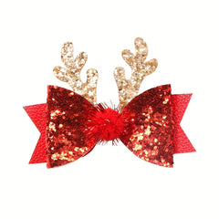 Christmas Hair Clip Sequined Bow Santa Claus Elk Hairpin Accessory