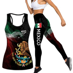 Graphic Print Tank Top & Leggings Fitness Outfit Set
