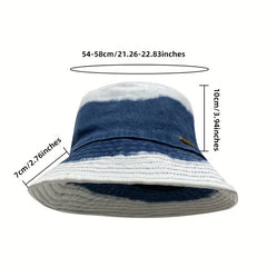 Washed Gradient Denim Bucket Hat Hip Hop Distressed Couple Basin Hat