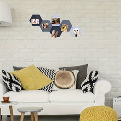 6pcs Gray Hexagon Cork Board Strips with Pushpins Self Adhesive