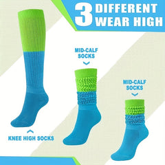 Colorful Warm Slouch Socks for Women - Chunky Knit Scrunchie Socks