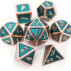 7pcs Emerald & Metal Dice Set - Durable & Stylish Solid Dice