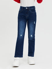 Girls Ripped Straight Leg Jeans for Casual Outfit