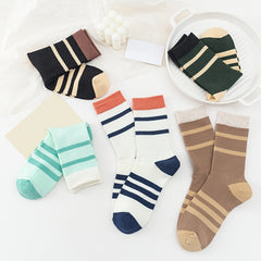 5 Pairs Striped Sports Socks Cotton Mid Tube Women's Stockings